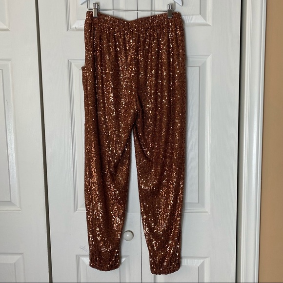 Free People Morelia Sequin Bronze Joggers - Picture 6 of 8